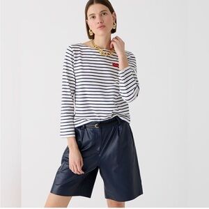 NWT J. Crew Classic mariner cloth boatneck T-shirt with embroidery